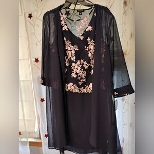 Women's Dress Le Bos Lace Scalloped Floral Lace V Neck Embroidery with Jacket